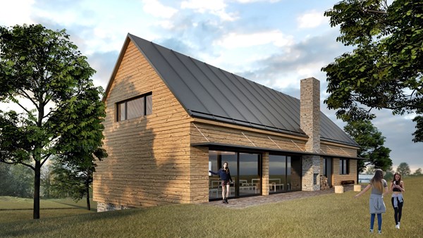 A new clubhouse will offer a pleasant and safe place for children to meaningfully spend free time with their peers Visualization of the new scout clubhouse in Ricany