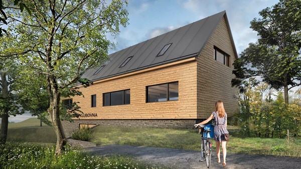 A new clubhouse will offer a pleasant and safe place for children to meaningfully spend free time with their peers Visualization of the new scout clubhouse in Ricany